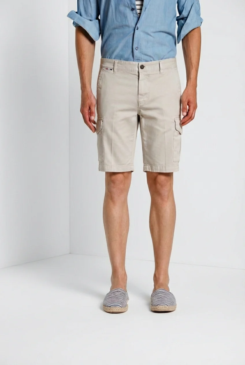 Chile bermuda cargo uomo in raso stretch slim fit ①