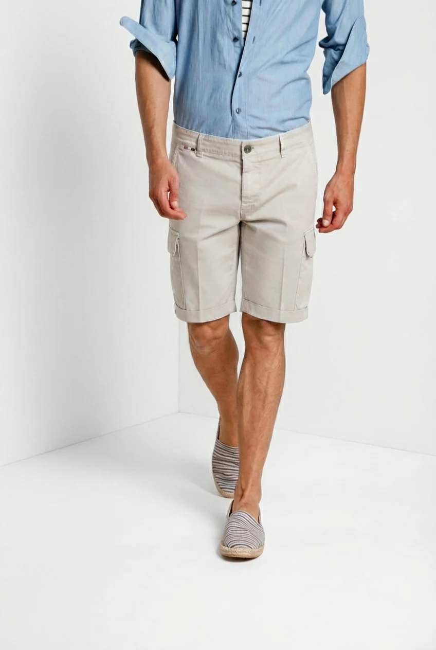 Chile bermuda cargo uomo in raso stretch slim fit ① - Image 3