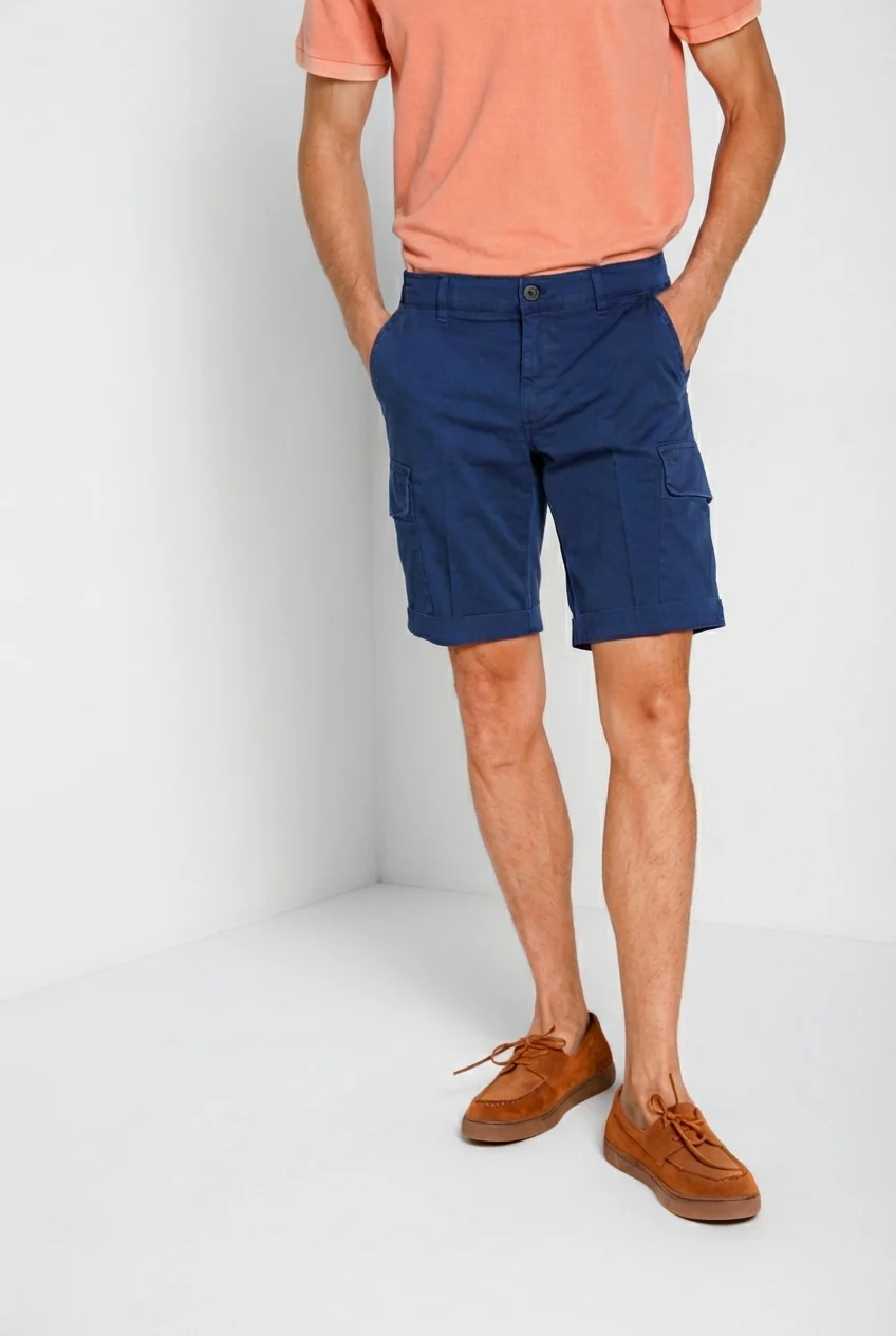 Chile bermuda cargo uomo in raso stretch slim fit ① - Image 3