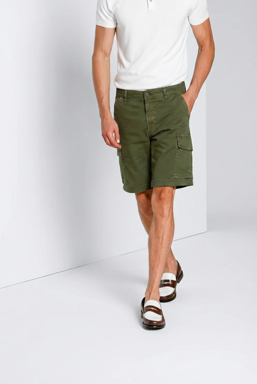 Chile bermuda cargo uomo in raso stretch slim fit ① - Image 3
