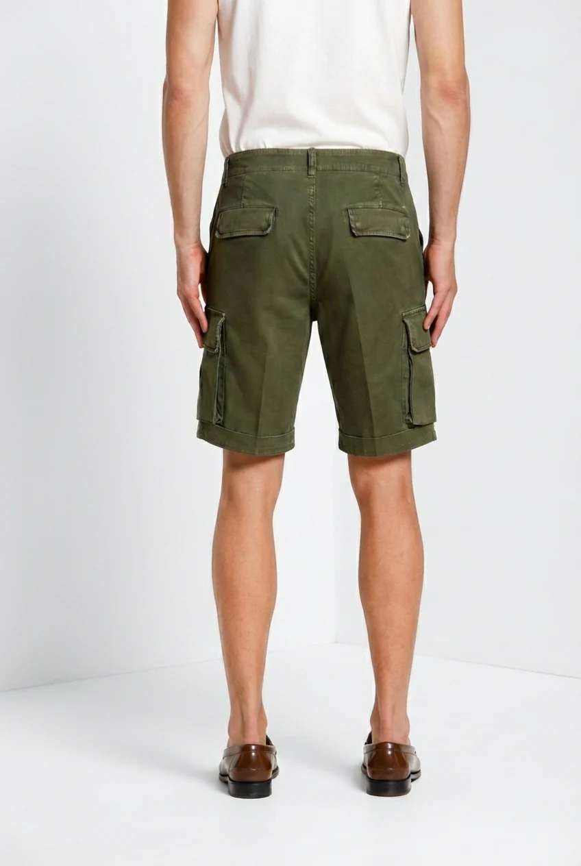 Chile bermuda cargo uomo in raso stretch slim fit ① - Image 5