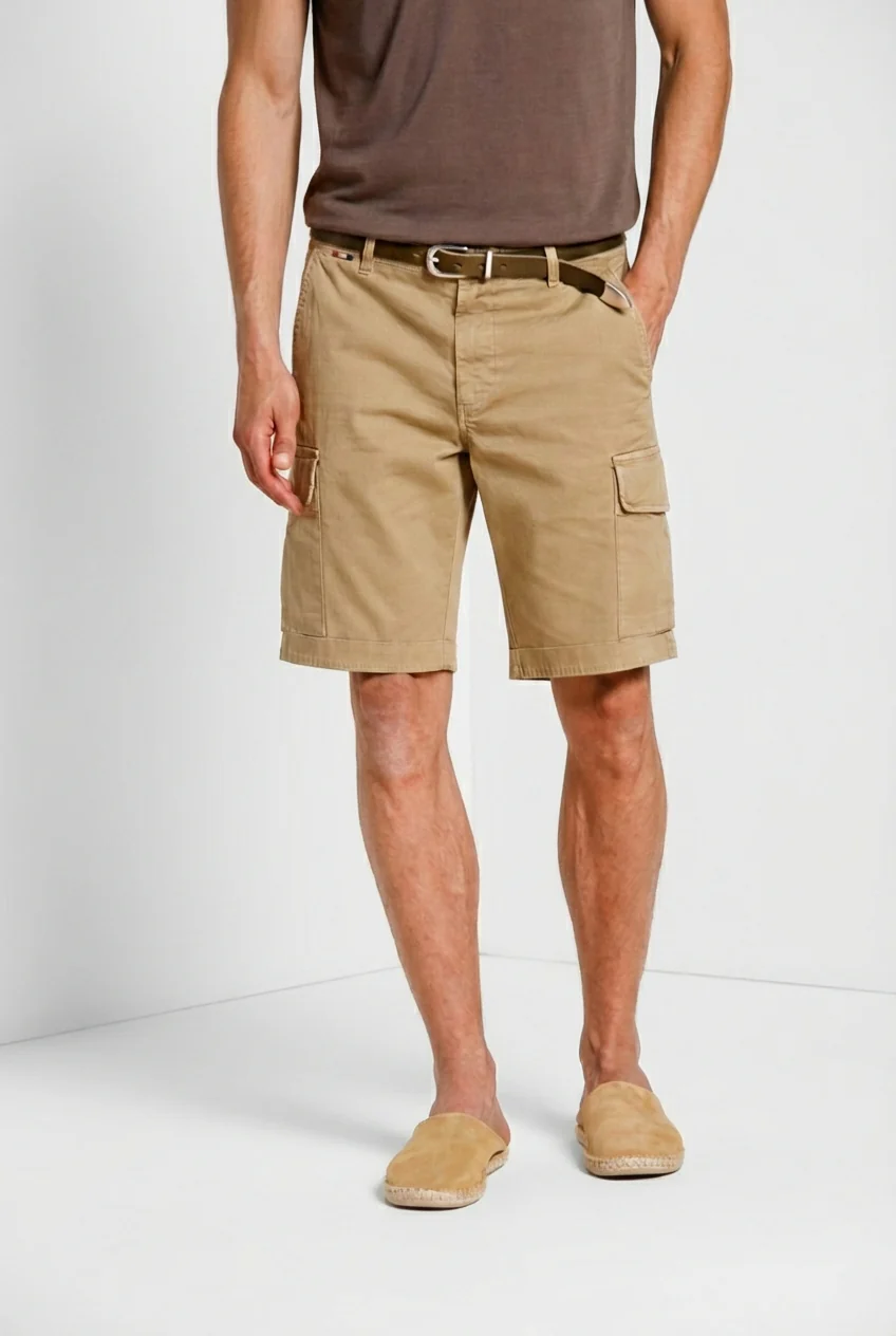 Chile bermuda cargo uomo in raso stretch slim fit ①
