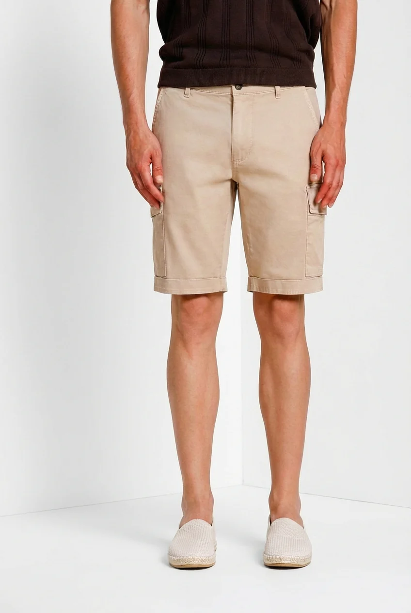 Chile bermuda cargo uomo in raso stretch slim fit ①