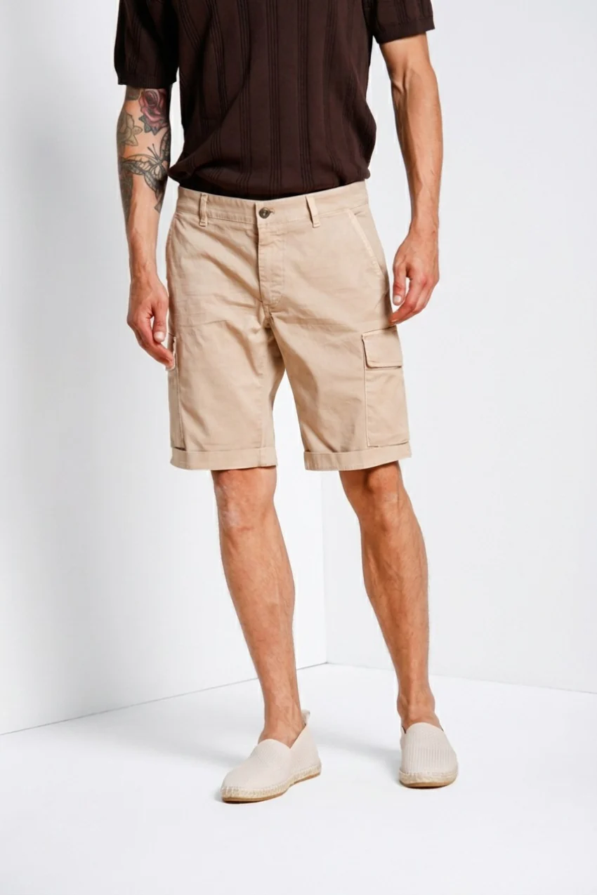Chile bermuda cargo uomo in raso stretch slim fit ① - Image 3