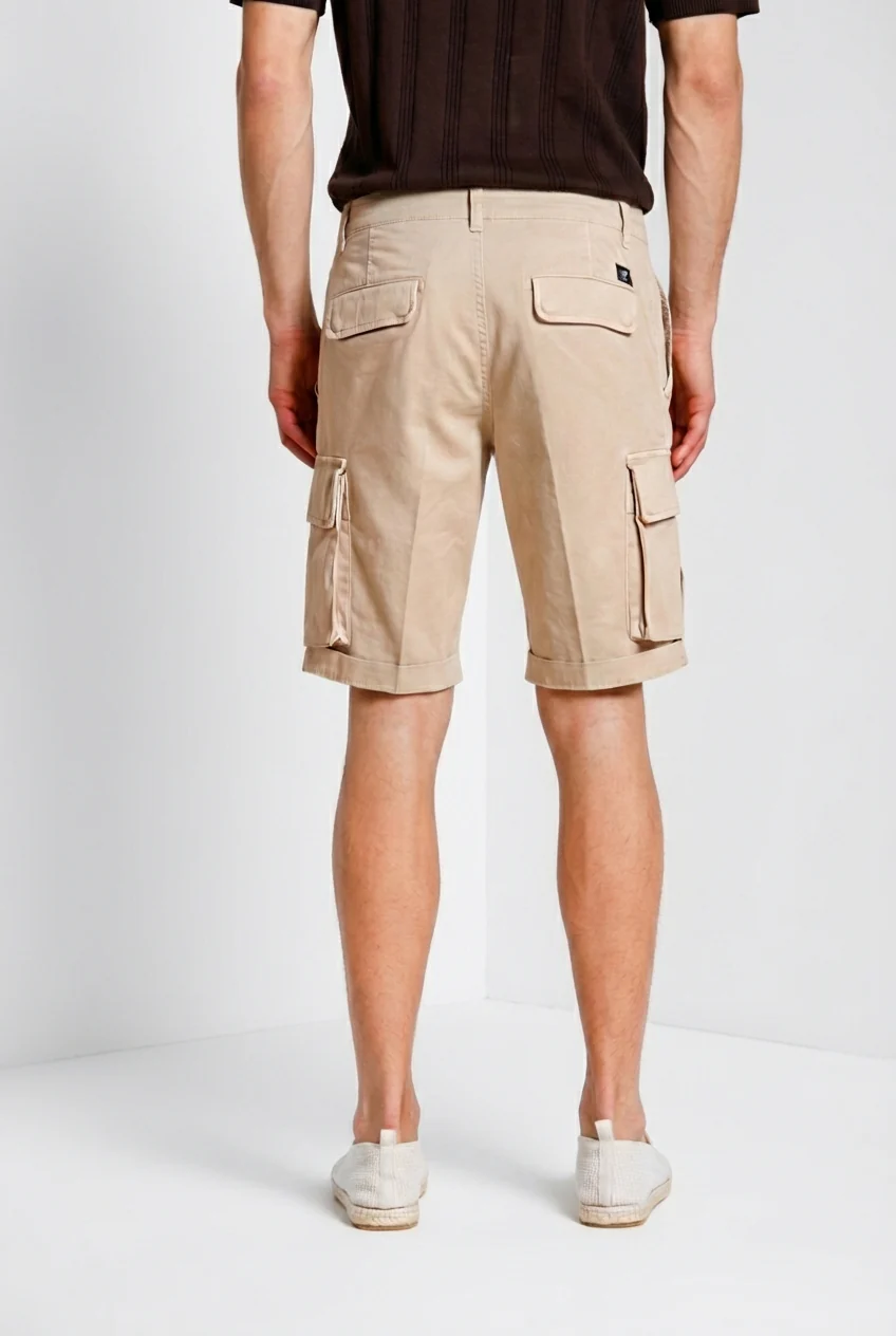 Chile bermuda cargo uomo in raso stretch slim fit ① - Image 5