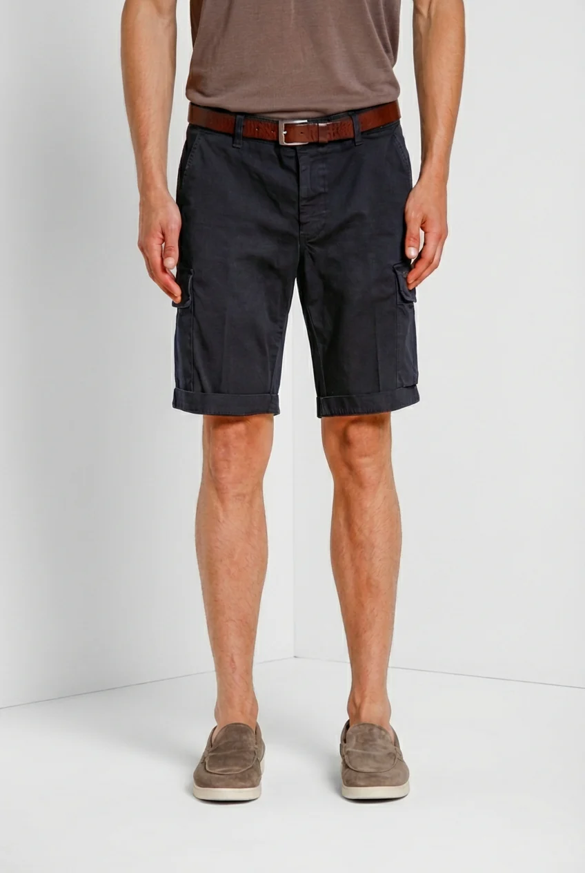 Chile bermuda cargo uomo in raso stretch slim fit â‘