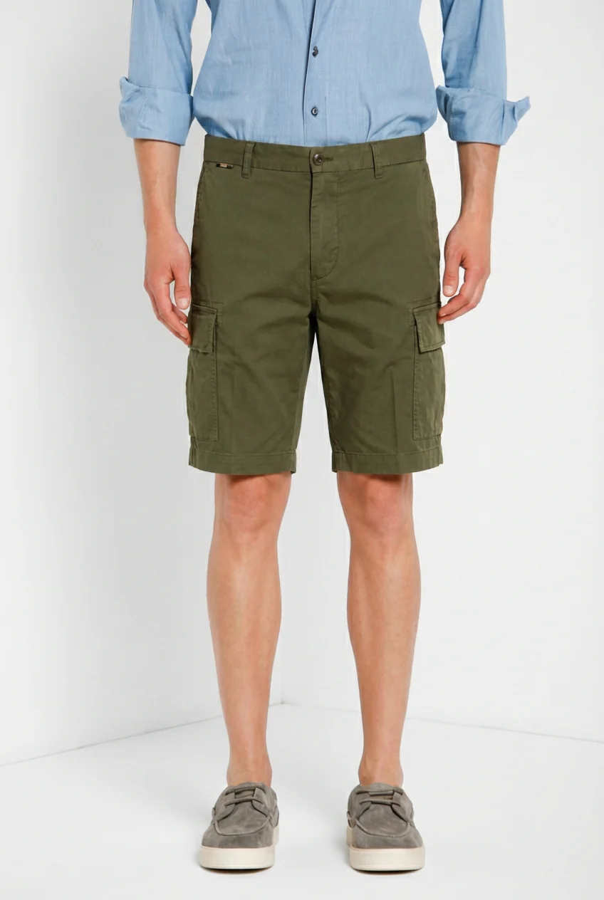 Cargo M74 bermuda cargo uomo in gabardina stretch relaxed fit
