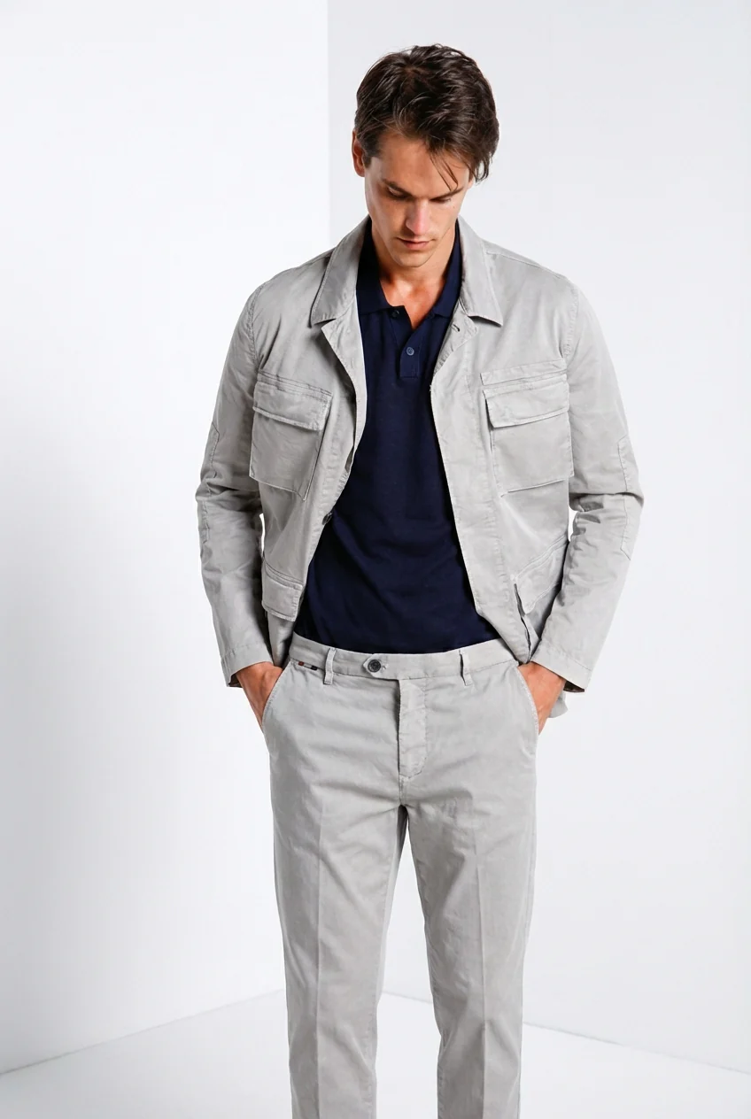Flyshirt delamere giubbotto overshirt uomo in gabardina stretch - Image 2
