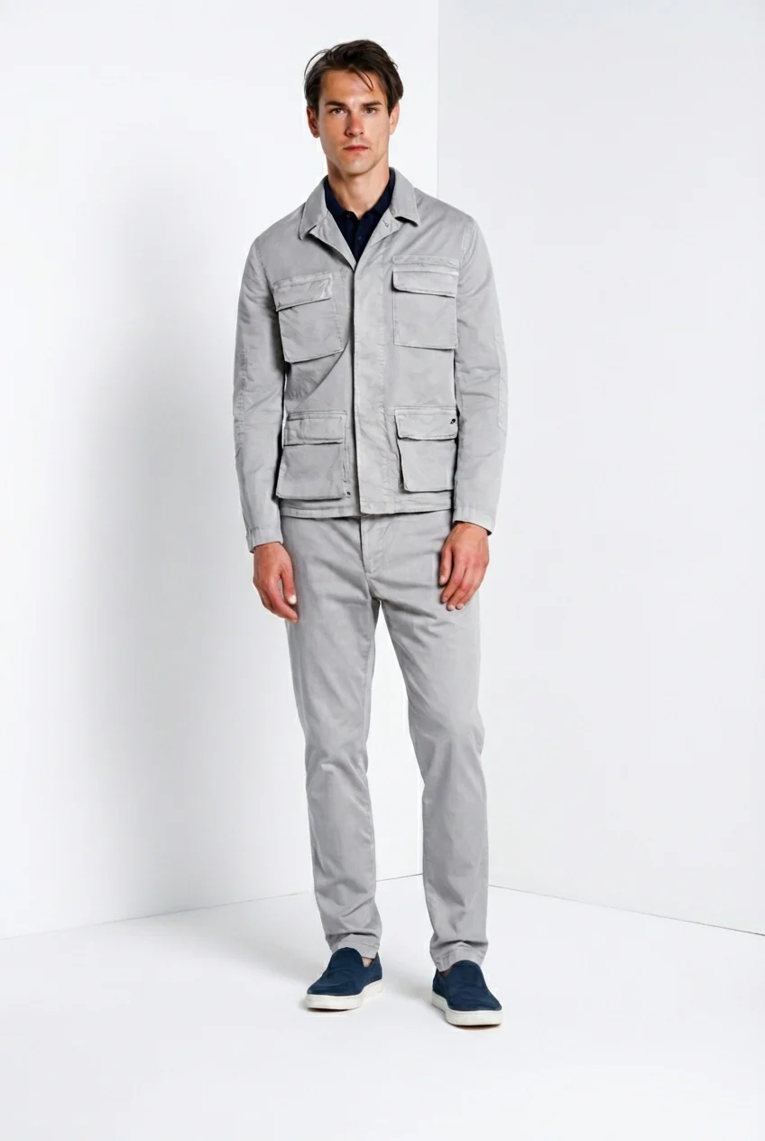 Flyshirt delamere giubbotto overshirt uomo in gabardina stretch - Image 3