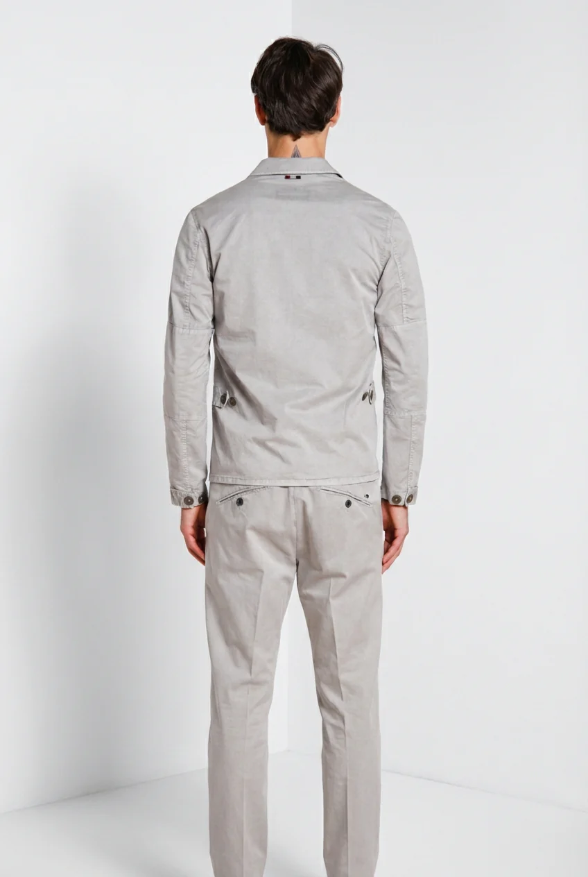 Flyshirt delamere giubbotto overshirt uomo in gabardina stretch - Image 4