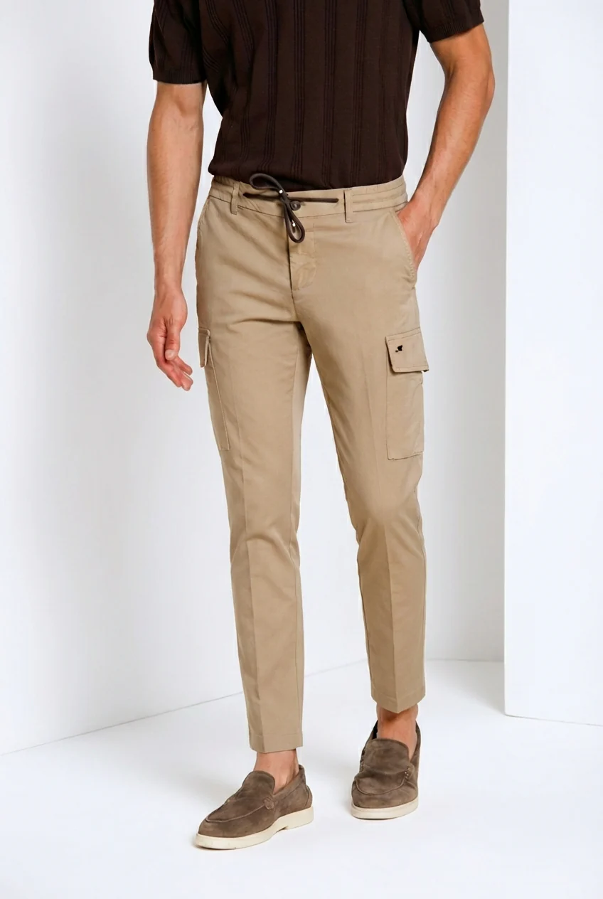 Chile Jogger pantalone cargo uomo in tela paracadute lyocell e cotone extra slim fit - Image 3