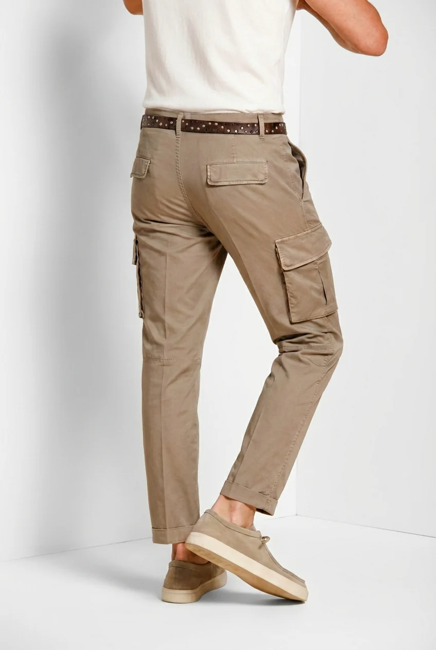 Chile pantalone cargo uomo in gabardina stretch regular fit - Image 4