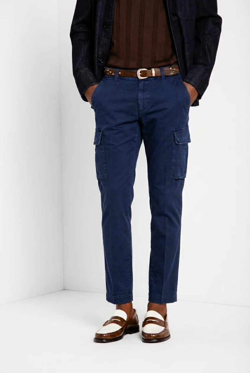 Chile pantalone cargo uomo in raso stretch extra slim fit ① - Image 5