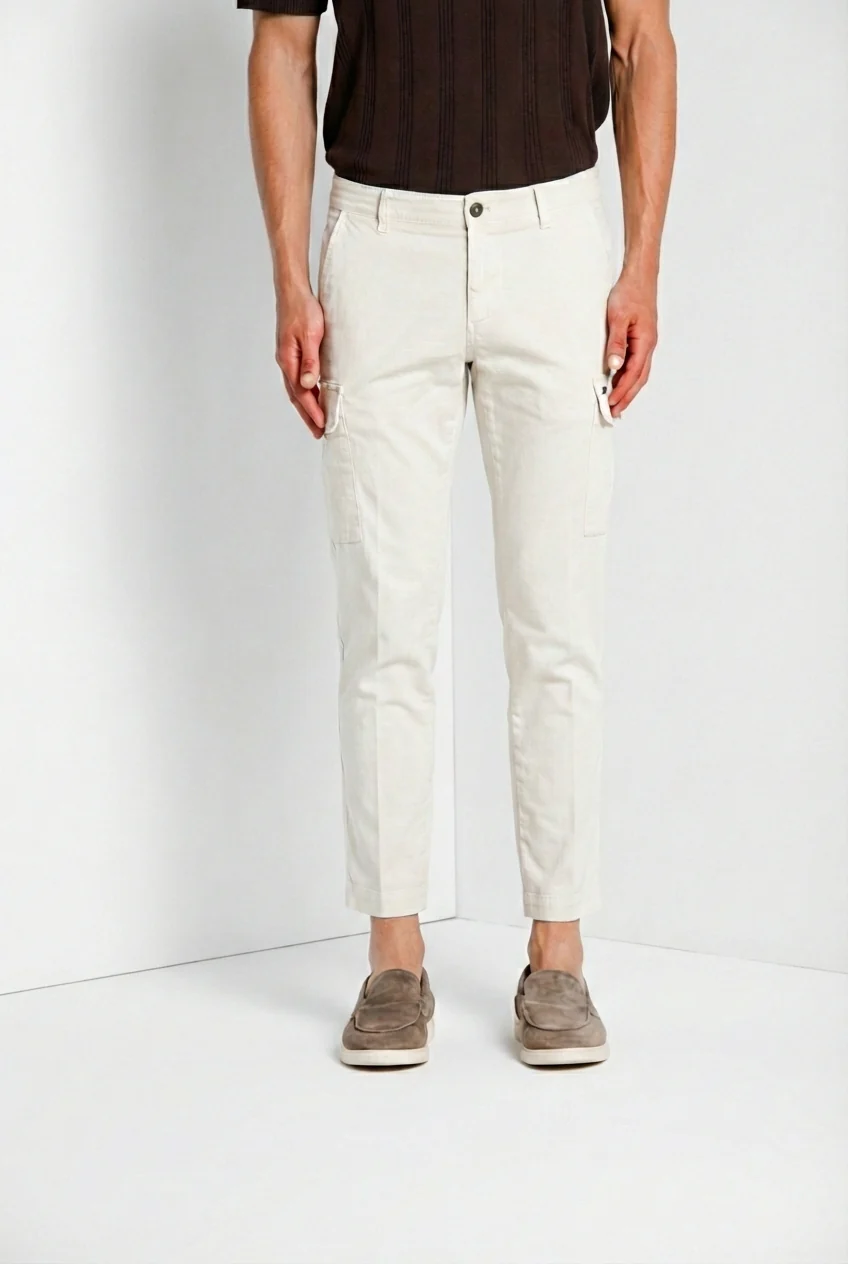Chile pantalone cargo uomo in raso stretch extra slim fit ①