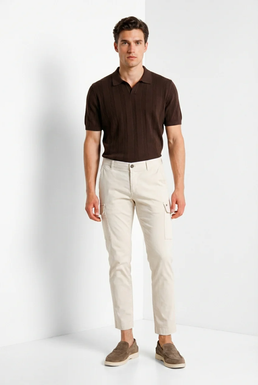 Chile pantalone cargo uomo in raso stretch extra slim fit ① - Image 2