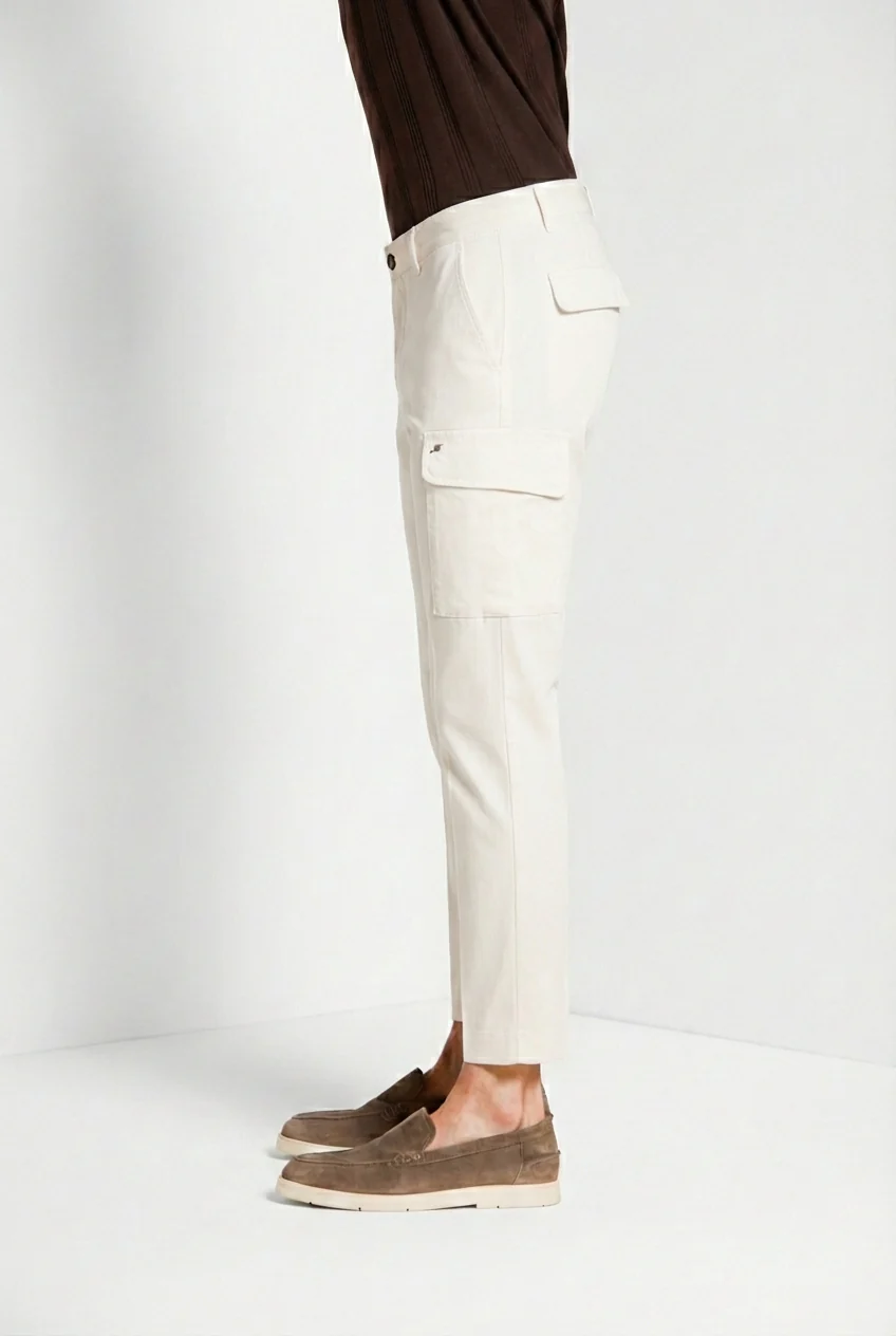 Chile pantalone cargo uomo in raso stretch extra slim fit ① - Image 3