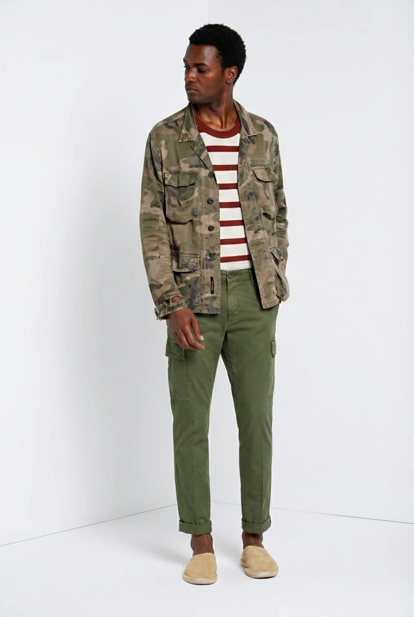 Chile pantalone cargo uomo in raso stretch extra slim fit ① - Image 3