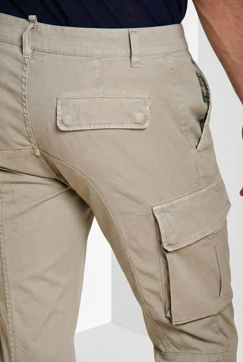 Chile pantalone cargo uomo in raso stretch extra slim fit ① - Image 3