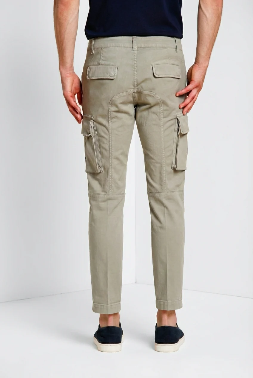 Chile pantalone cargo uomo in raso stretch extra slim fit ① - Image 5