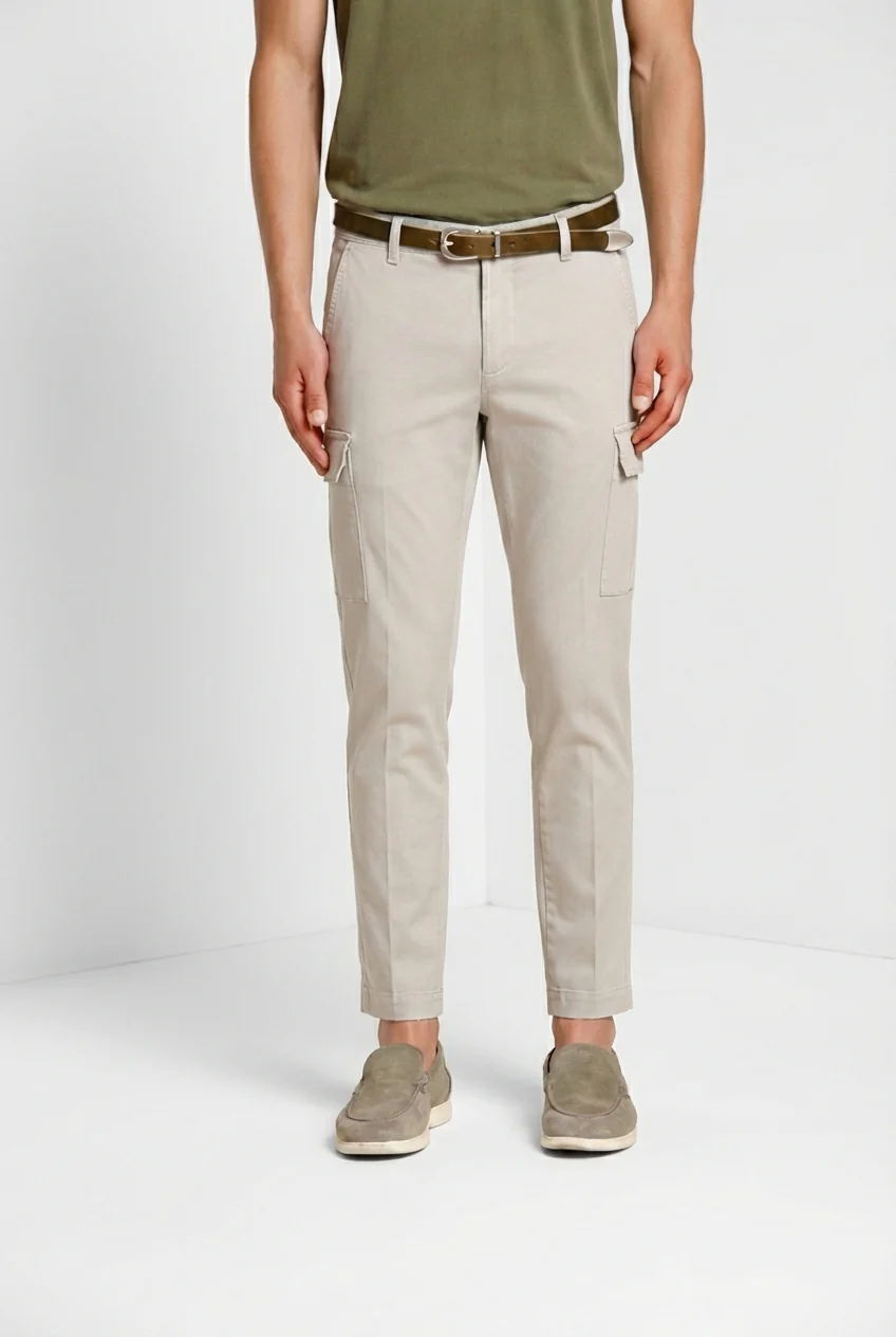 Chile pantalone cargo uomo in raso stretch extra slim fit ①