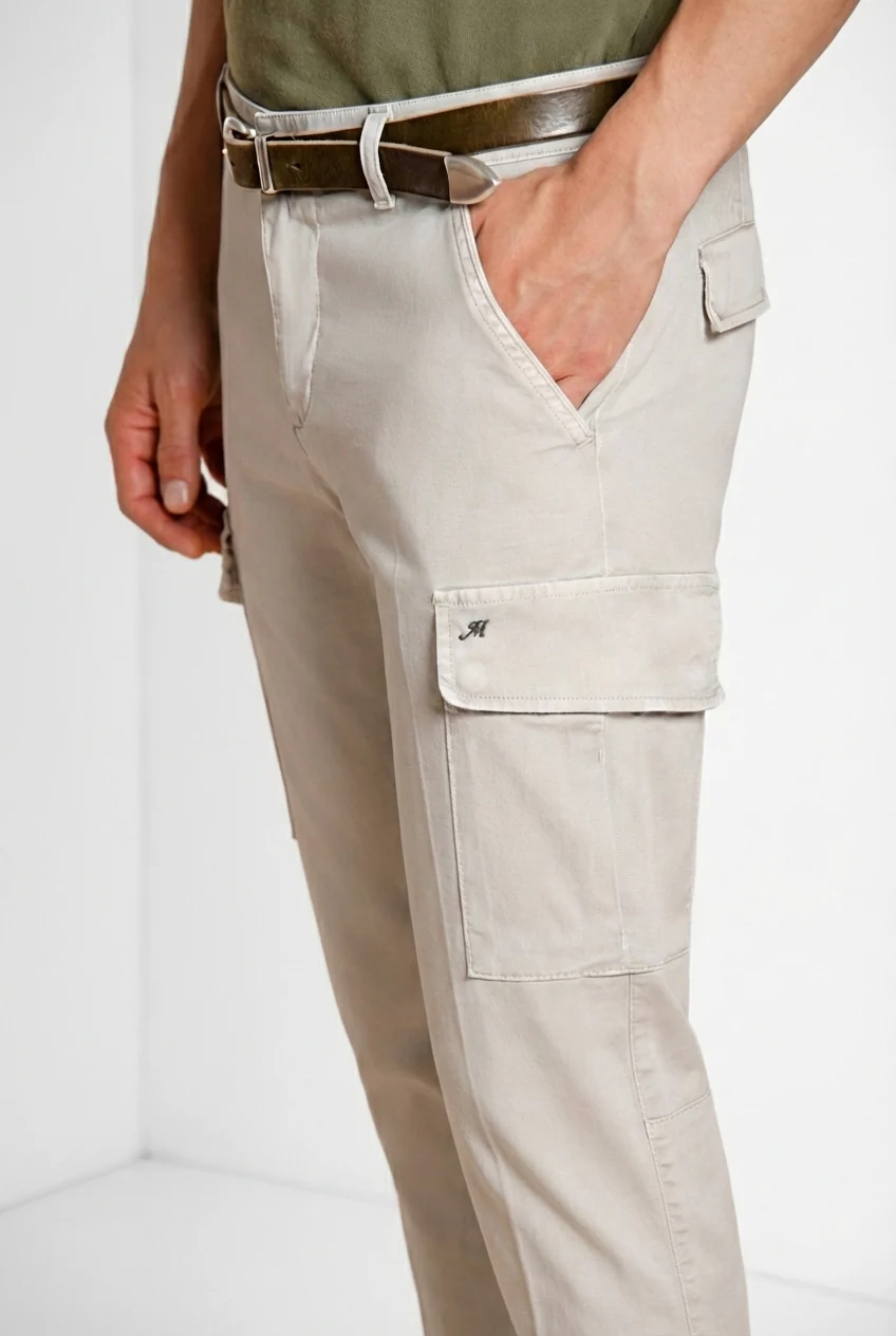 Chile pantalone cargo uomo in raso stretch extra slim fit ① - Image 2