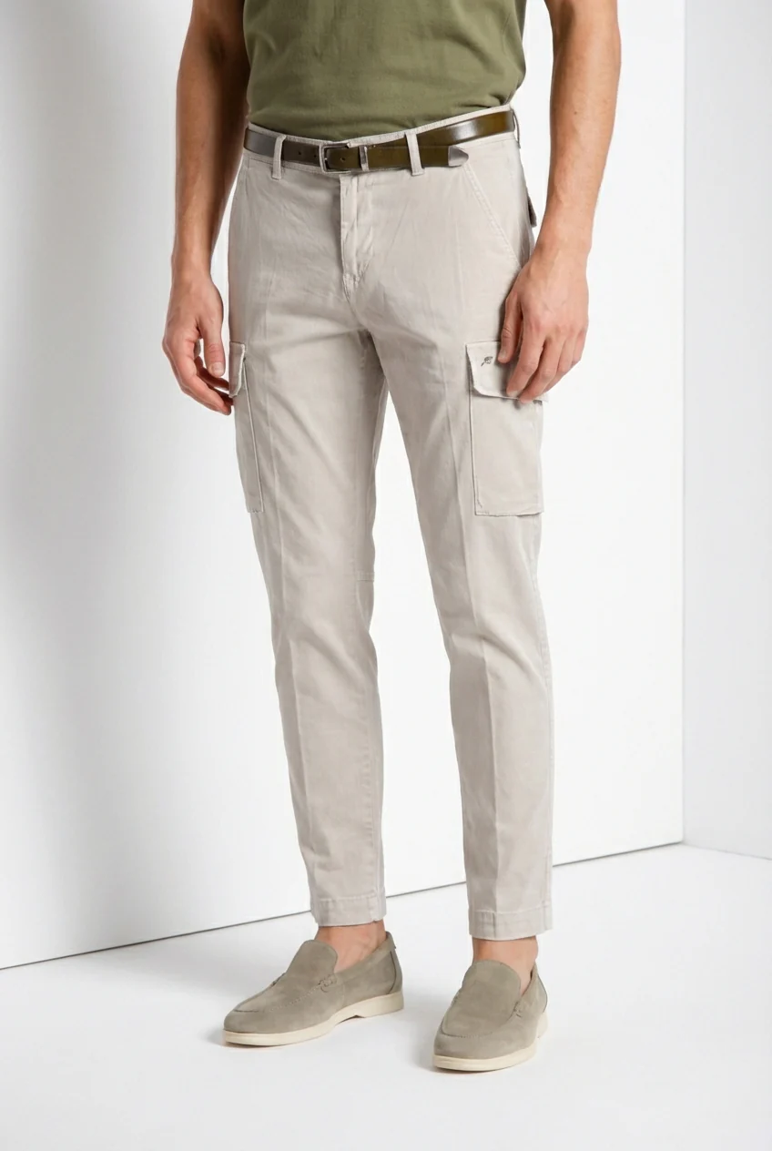 Chile pantalone cargo uomo in raso stretch extra slim fit ① - Image 3