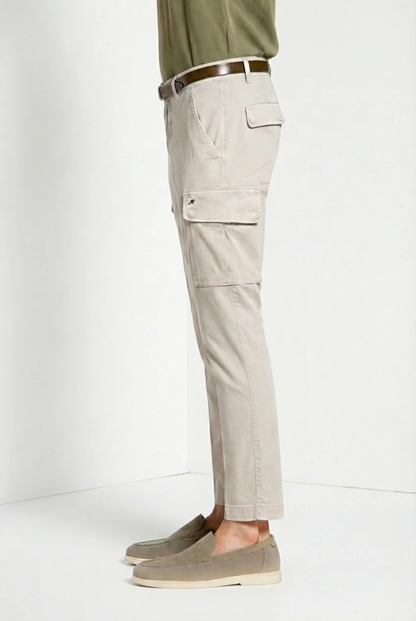 Chile pantalone cargo uomo in raso stretch extra slim fit ① - Image 4