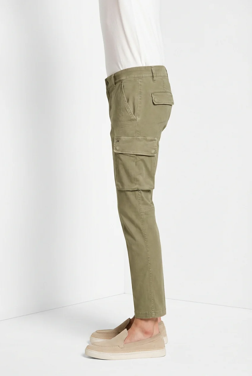 Chile pantalone cargo uomo in raso stretch extra slim fit ① - Image 4