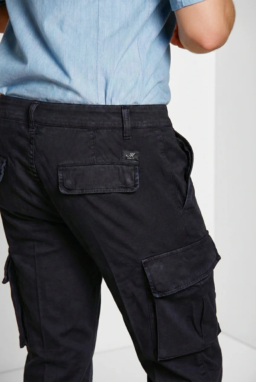 Chile pantalone cargo uomo in raso stretch extra slim fit ① - Image 3