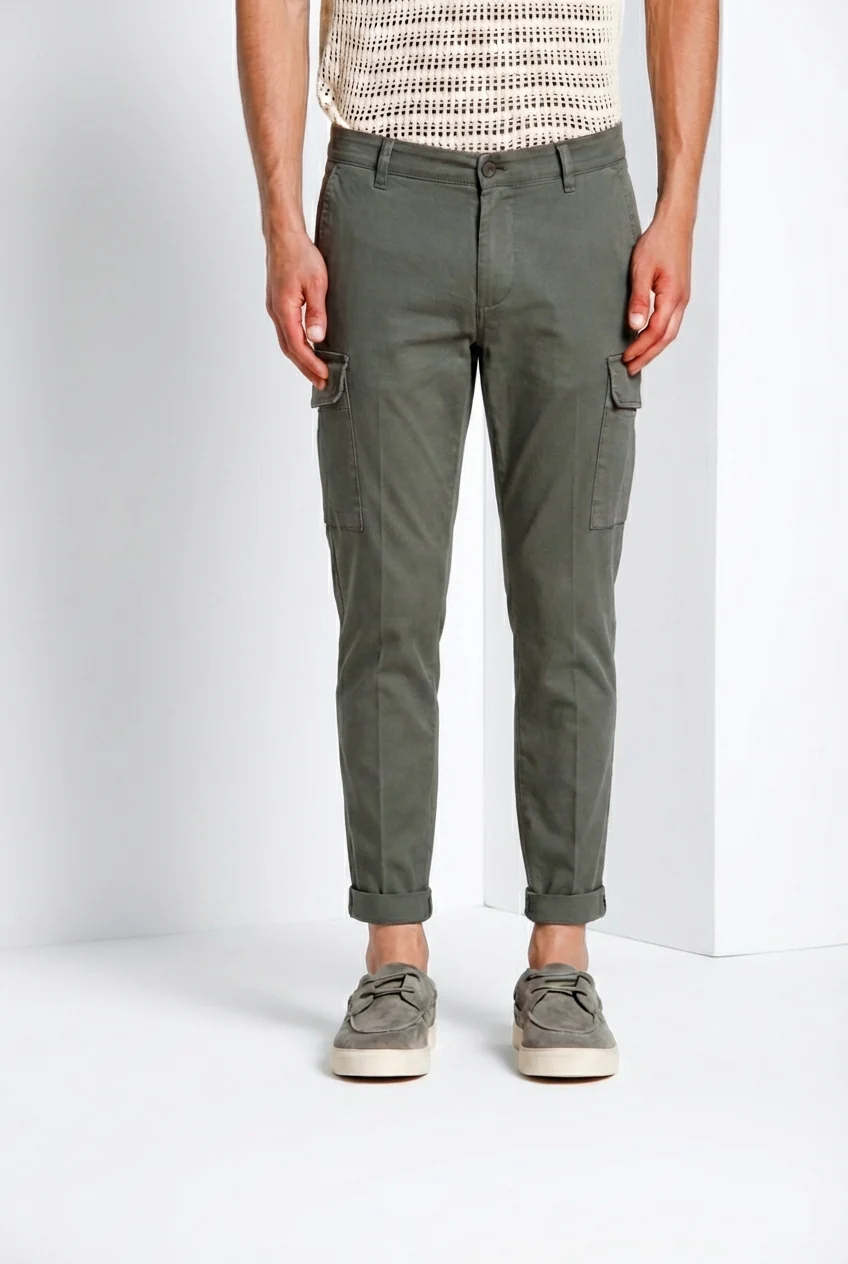 Chile pantalone cargo uomo in raso stretch extra slim fit ①