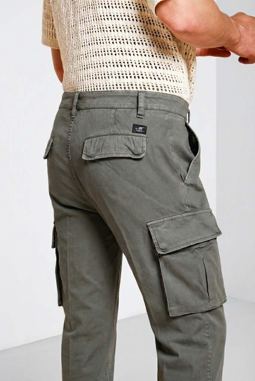 Chile pantalone cargo uomo in raso stretch extra slim fit ① - Image 2