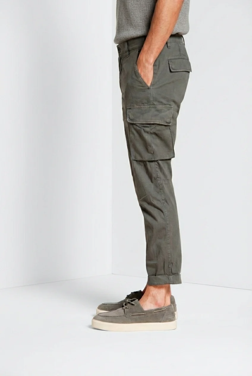 Chile pantalone cargo uomo in raso stretch extra slim fit ① - Image 4