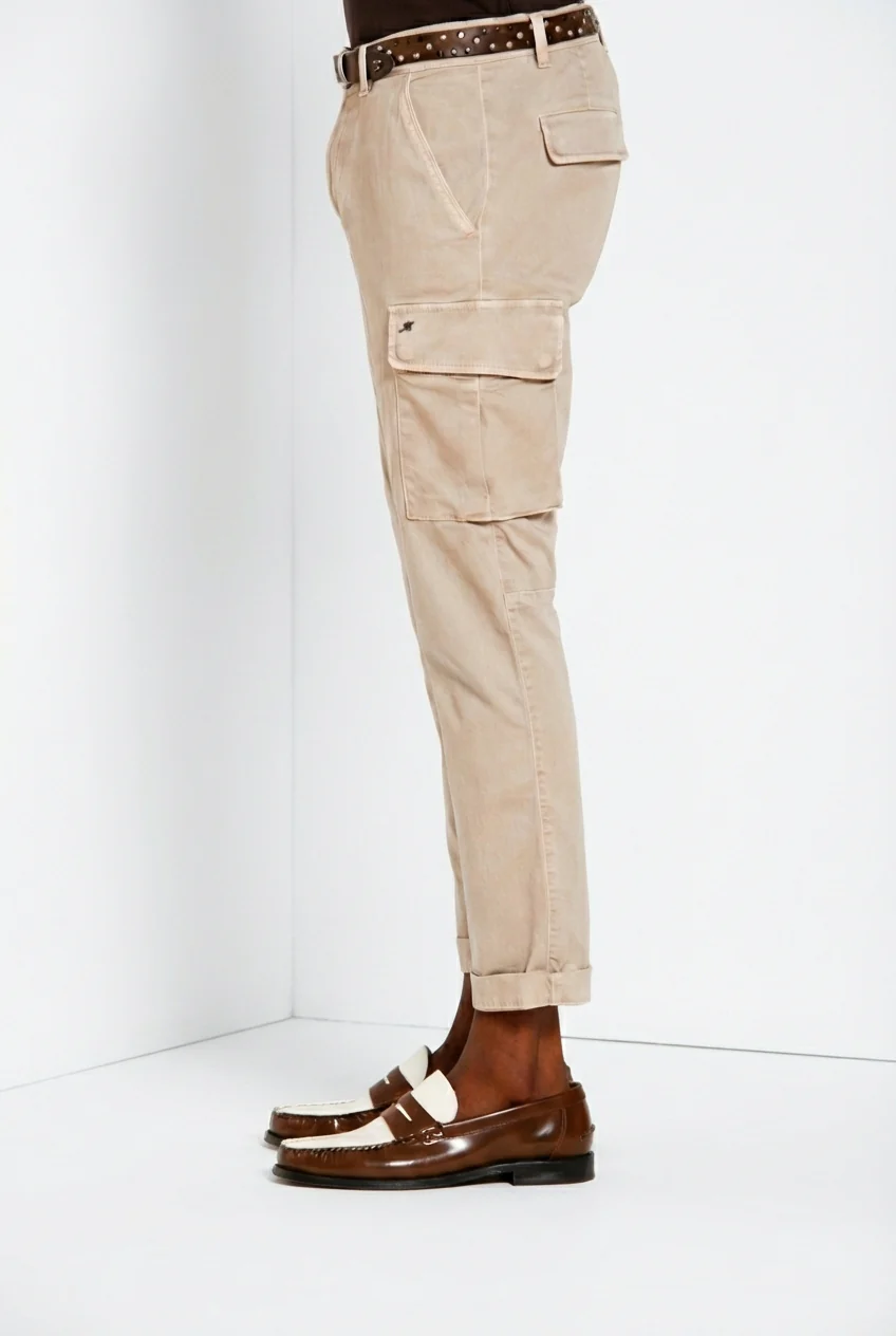 Chile pantalone cargo uomo in raso stretch extra slim fit ① - Image 4