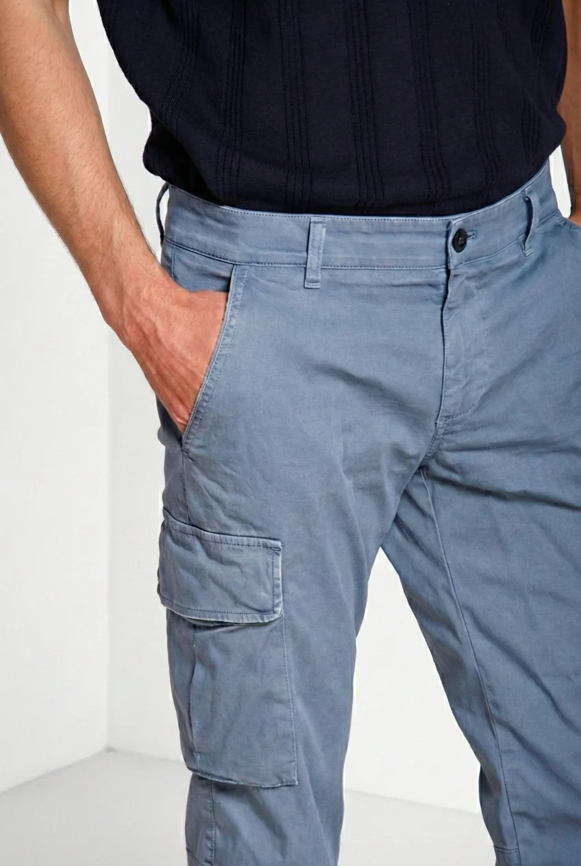 Chile pantalone cargo uomo in raso stretch extra slim fit ① - Image 2