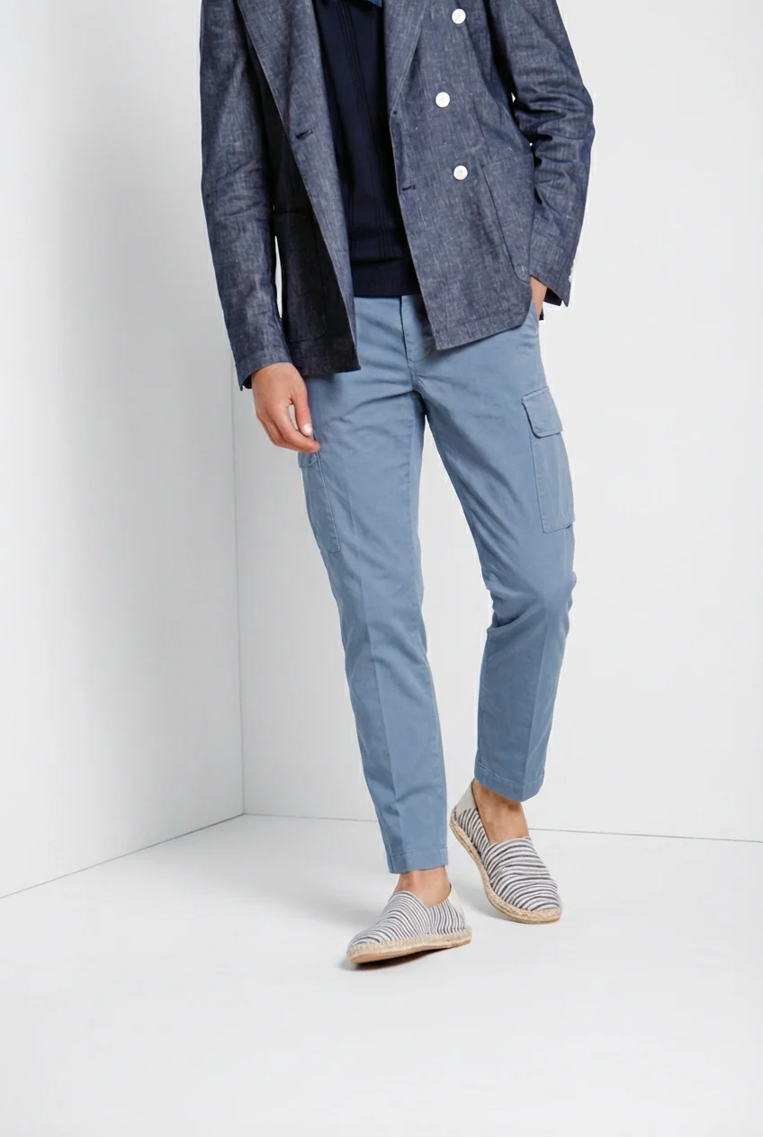 Chile pantalone cargo uomo in raso stretch extra slim fit ① - Image 5
