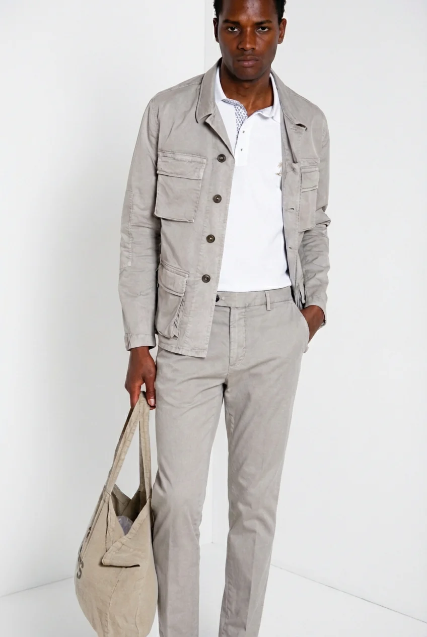 Osaka 1 Pince delamere pantalone chino uomo in gabardina stretch carrot fit - Image 6