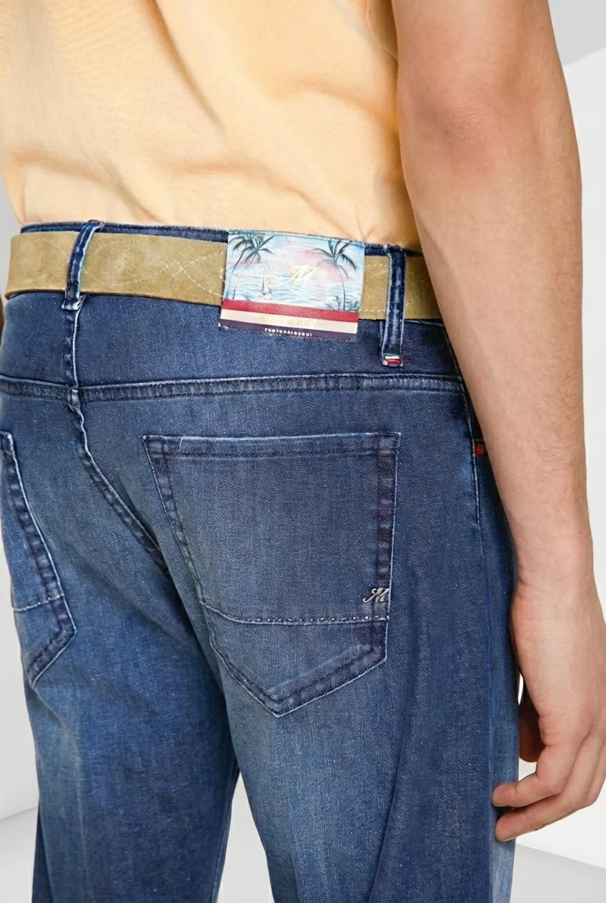 Harris pantalone 5 tasche uomo in denim con stampa Hawaii regular fit - Image 2