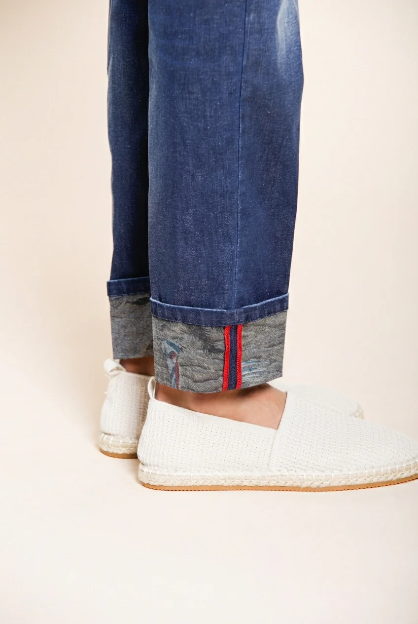 Harris pantalone 5 tasche uomo in denim con stampa Hawaii regular fit - Image 3