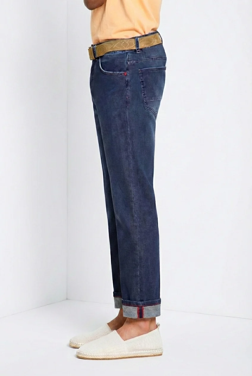 Harris pantalone 5 tasche uomo in denim con stampa Hawaii regular fit - Image 4
