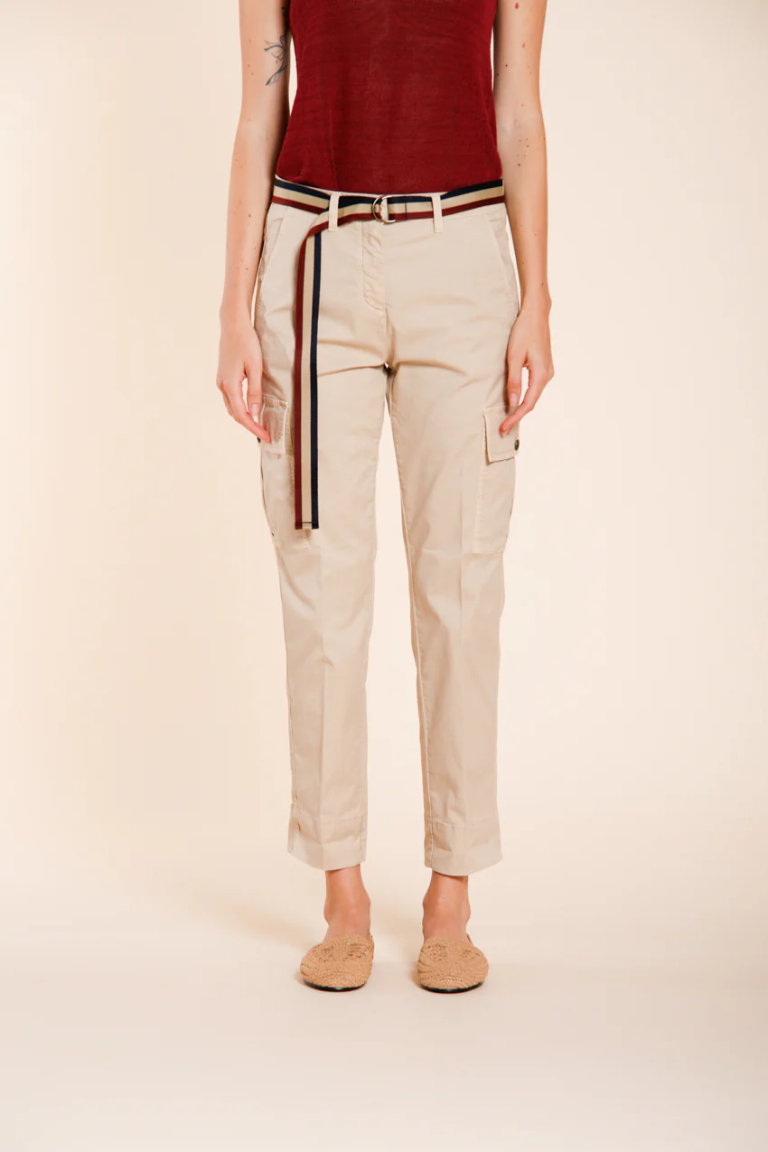 Marlene Cargo pantalone donna in twill leggero stretch carrot fit - Image 2