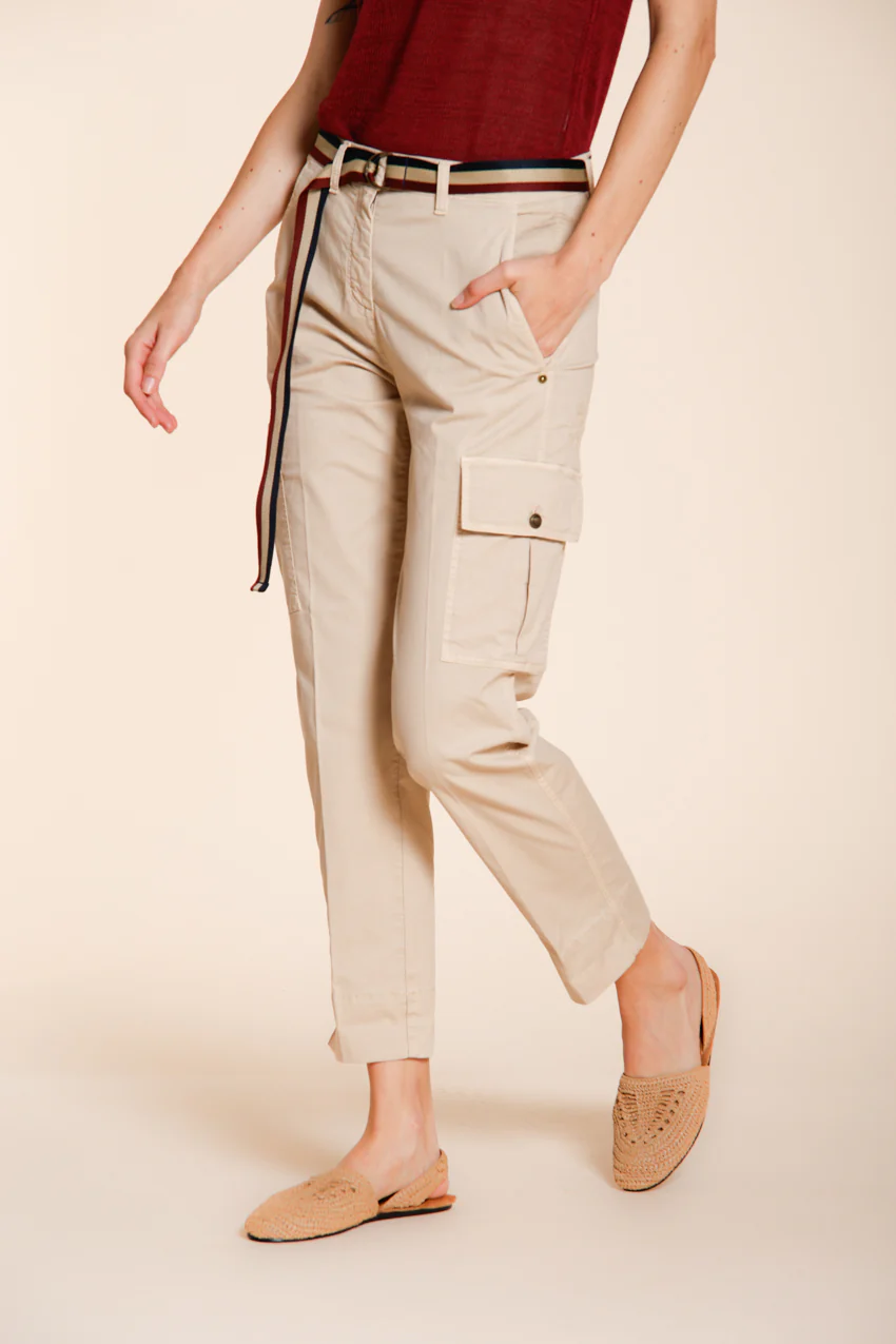 Marlene Cargo pantalone donna in twill leggero stretch carrot fit - Image 4