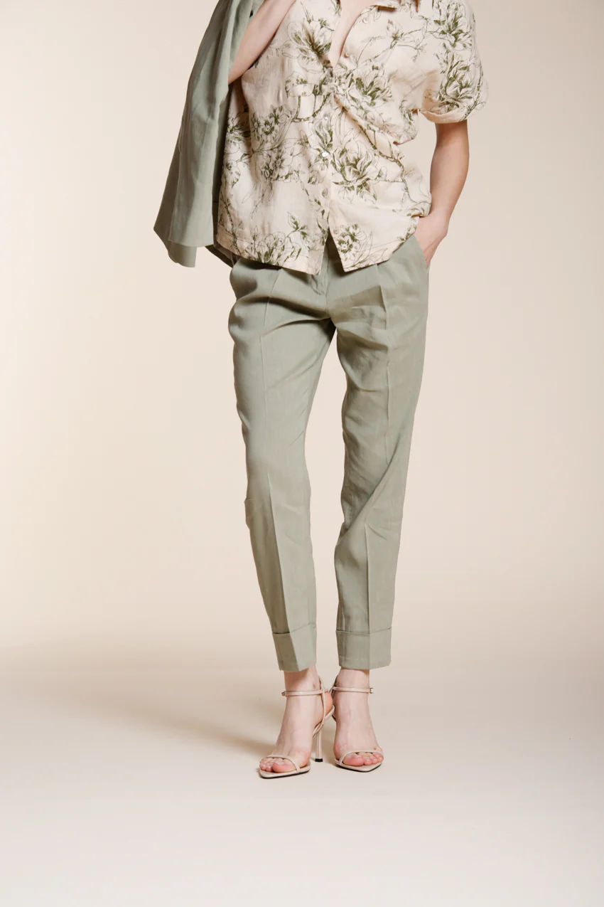 New York Carrot Sartoriale pantalone chino donna in tela misto lino carrot fit - Image 4