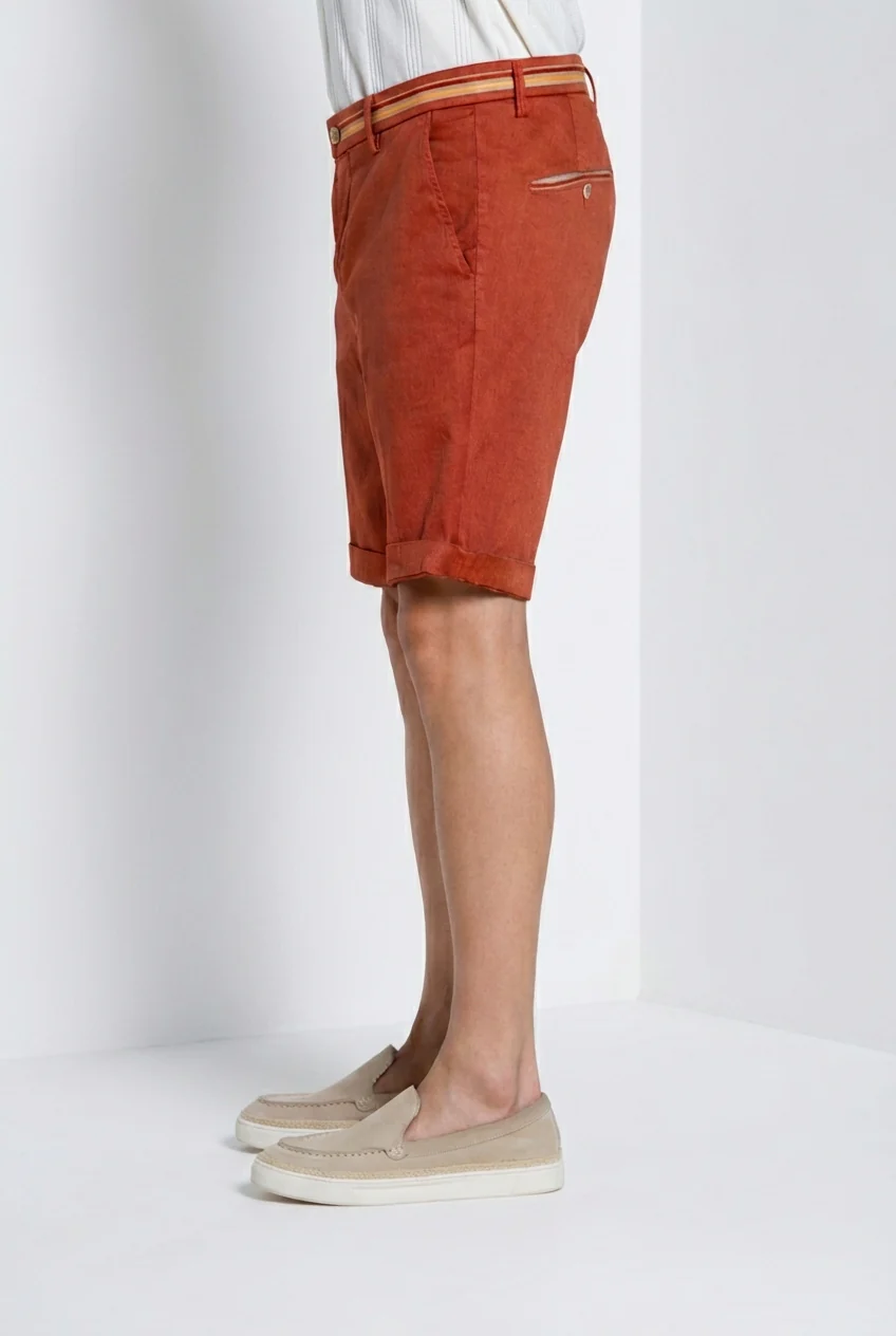 Torino Oxford bermuda chino uomo in twill di lino e cotone slim fit - Image 4