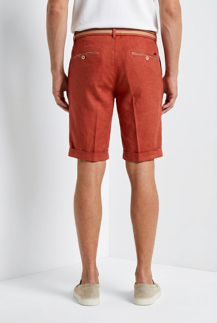 Torino Oxford bermuda chino uomo in twill di lino e cotone slim fit - Image 5