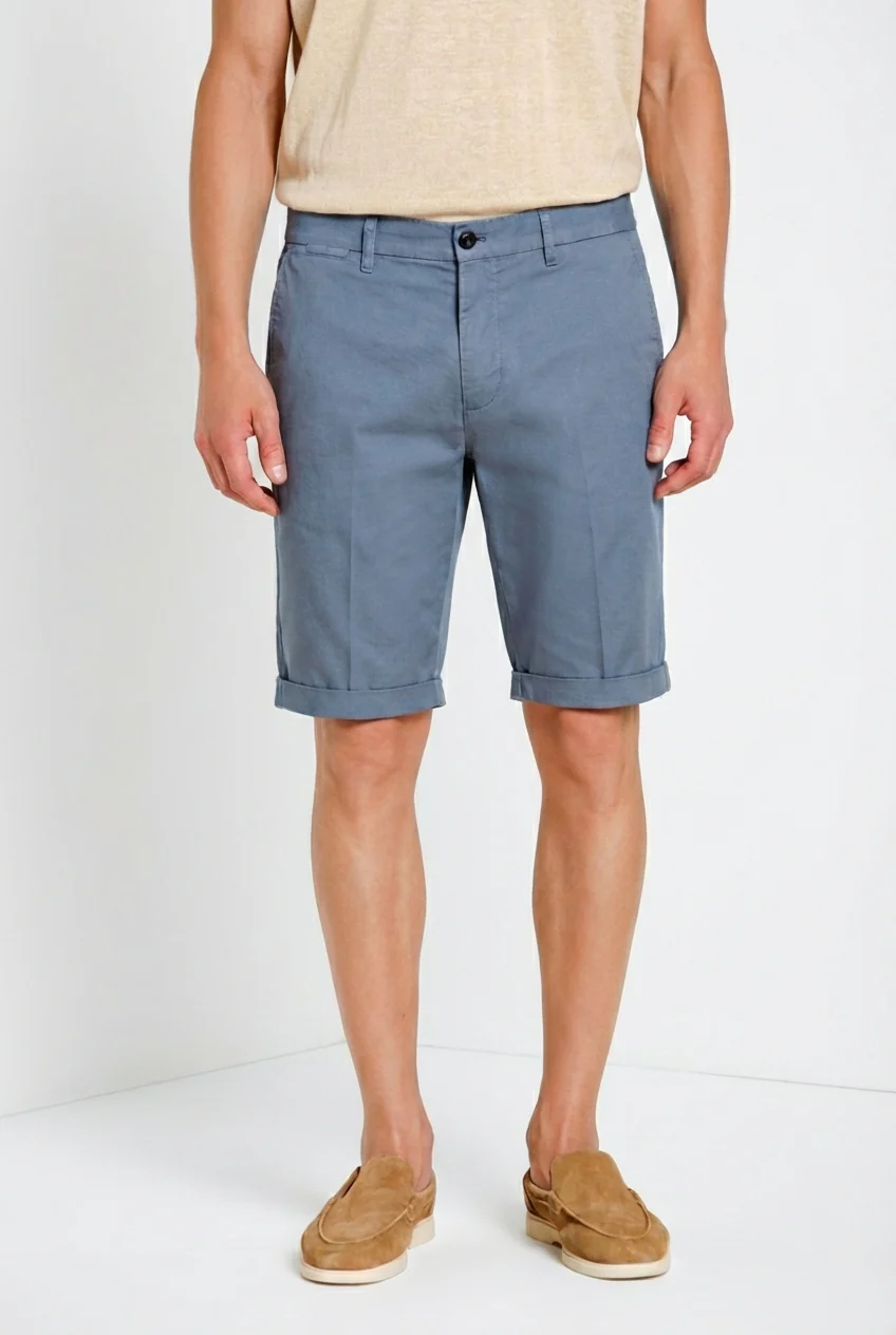 London bermuda chino uomo in gabardina stretch regular fit ①