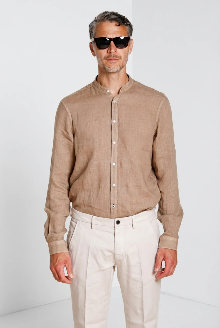 Porto camicia uomo in tela lino ①