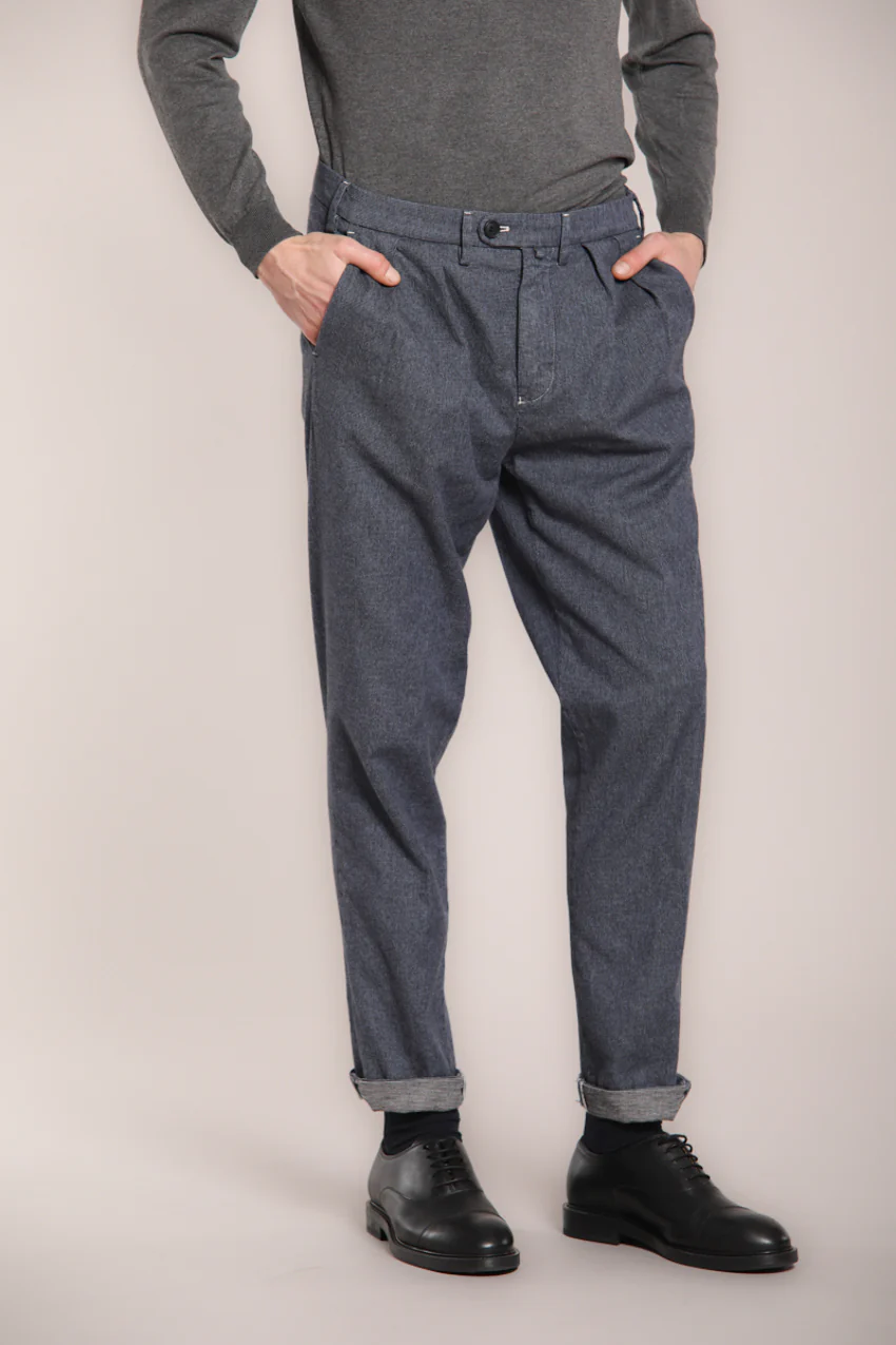 Boston 2 Pinces pantalone chino uomo in cotone oxford relaxed fit