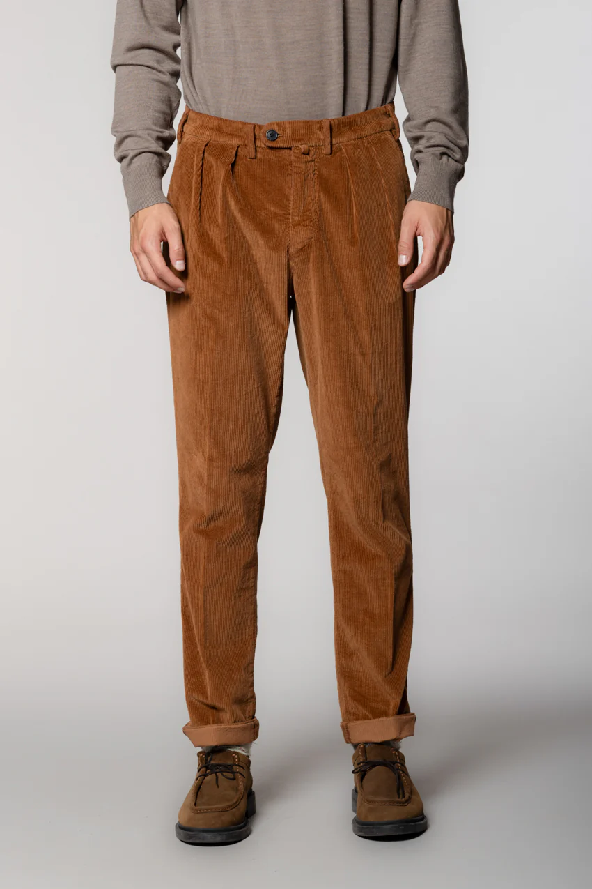 Boston 2 Pinces pantalone chino uomo in velluto 500 righe relaxed fit