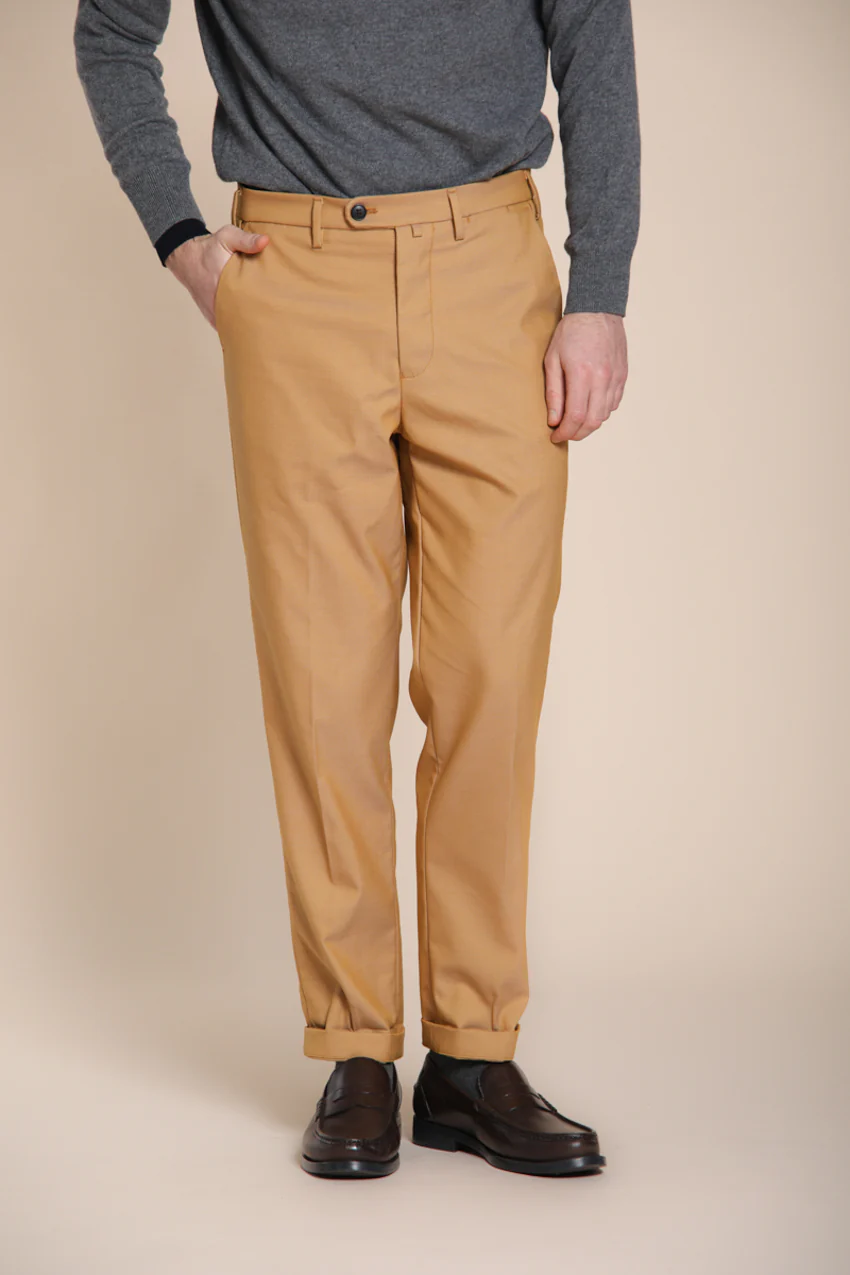 Boston pantalone chino uomo in cotone lana relaxed fit