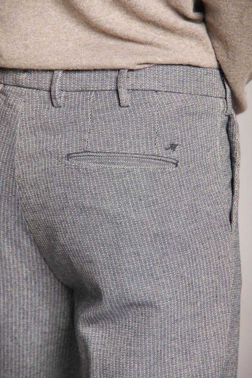 Boston pantalone chino uomo in cotone trama diagonale gessata relaxed fit - Image 2